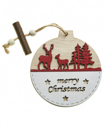 Ξύλινος Κύκλος Christmas Σετ 2τμχ 12εκ.
