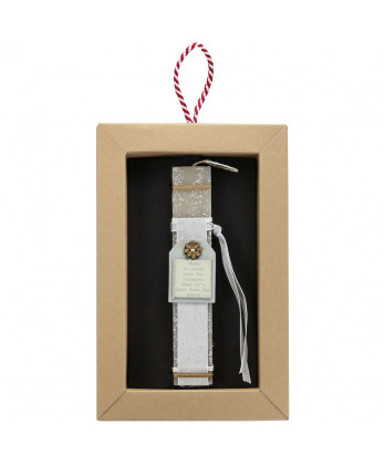 Λαμπάδα γκρι ανοιχτό με ετικέτα When it rains 20 εκ