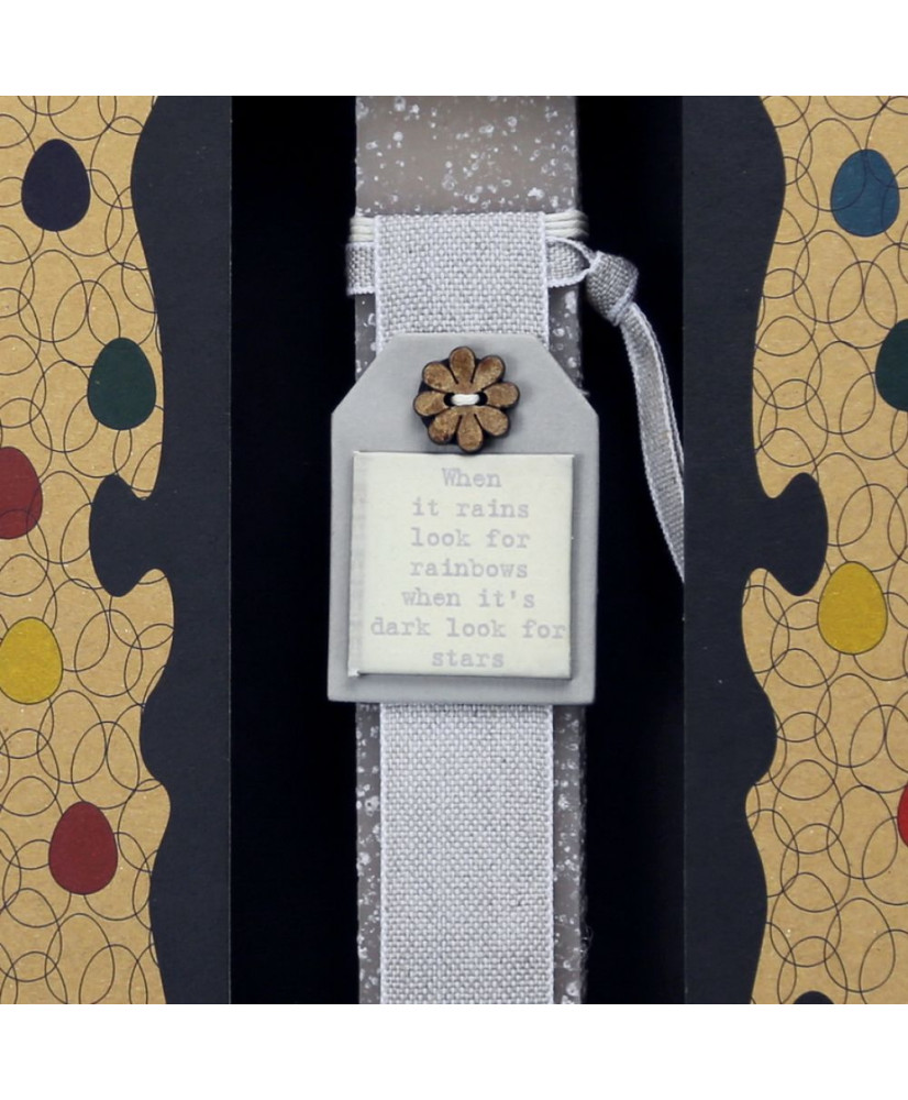 Λαμπάδα γκρι ανοιχτό με ετικέτα When it rains 20 εκ