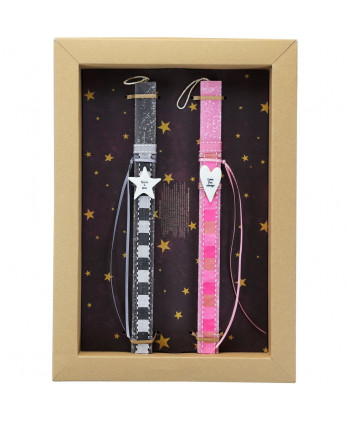 Λαμπάδες σετ για δύο με πορσελάνινα στολίδια αστέρι & καρδιά 30εκ.