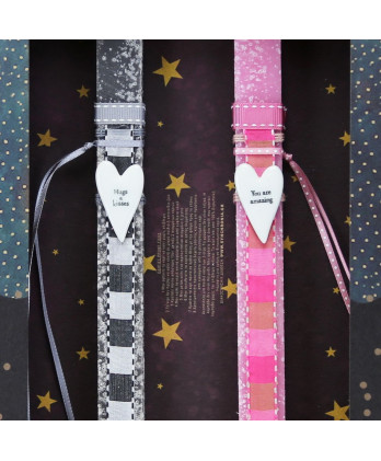 Λαμπάδες σετ για δύο με πορσελάνινα στολίδια καρδιές 30εκ.