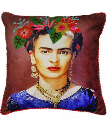 Μαξιλάρι μπορντώ με σχέδιο Frida Kahlo 45x45εκ.