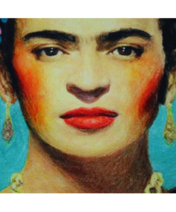 Μαξιλάρι τυρκουάζ με σχέδιο Frida Kahlo 45x45εκ.