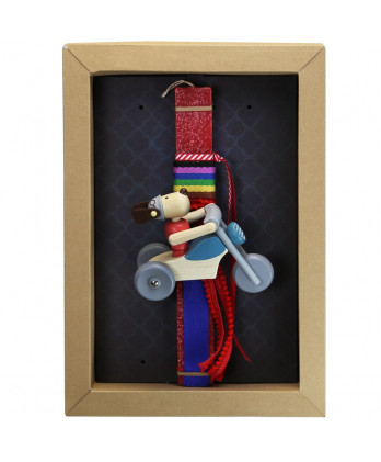 Λαμπάδα Παιδική Σκύλος σε μηχανή – Κόκκινο