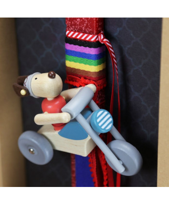 Λαμπάδα Παιδική Σκύλος σε μηχανή – Κόκκινο