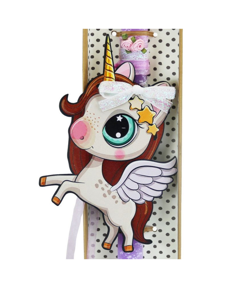 Λαμπάδα Παιδική Μονόκερος – Μωβ