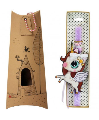 Λαμπάδα Παιδική Μονόκερος – Μωβ