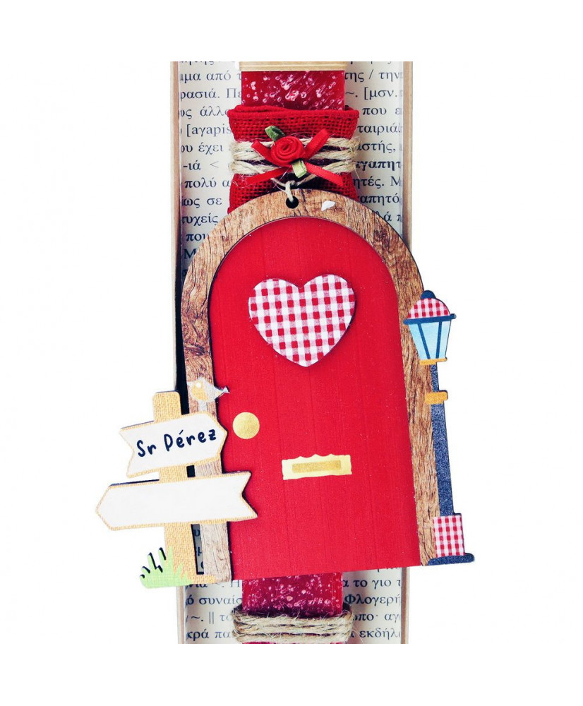 Λαμπάδα Παιδική Μαγική πόρτα – Κοραλί (Δυνατότητα να γράψετε το όνομα του παιδιού στην πινακίδα)