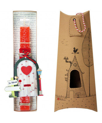 Λαμπάδα Παιδική Μαγική πόρτα – Πορτοκαλί (Δυνατότητα να γράψετε το όνομα του παιδιού στην πινακίδα)