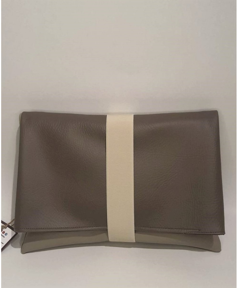 Τσαντάκι δερματίνης clutch πολυμορφικό έξι σχεδίων γκρεζ ανοιχτό και σκούρο 30x20x10εκ