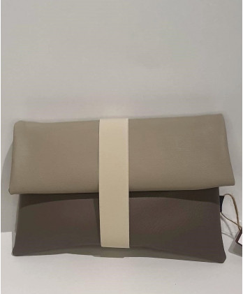 Τσαντάκι δερματίνης clutch πολυμορφικό έξι σχεδίων γκρεζ ανοιχτό και σκούρο 30x20x10εκ