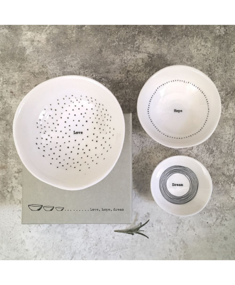 Μπολ Πορσελάνης Σετ 3τμχ Love, hope, dream 11εκ.
