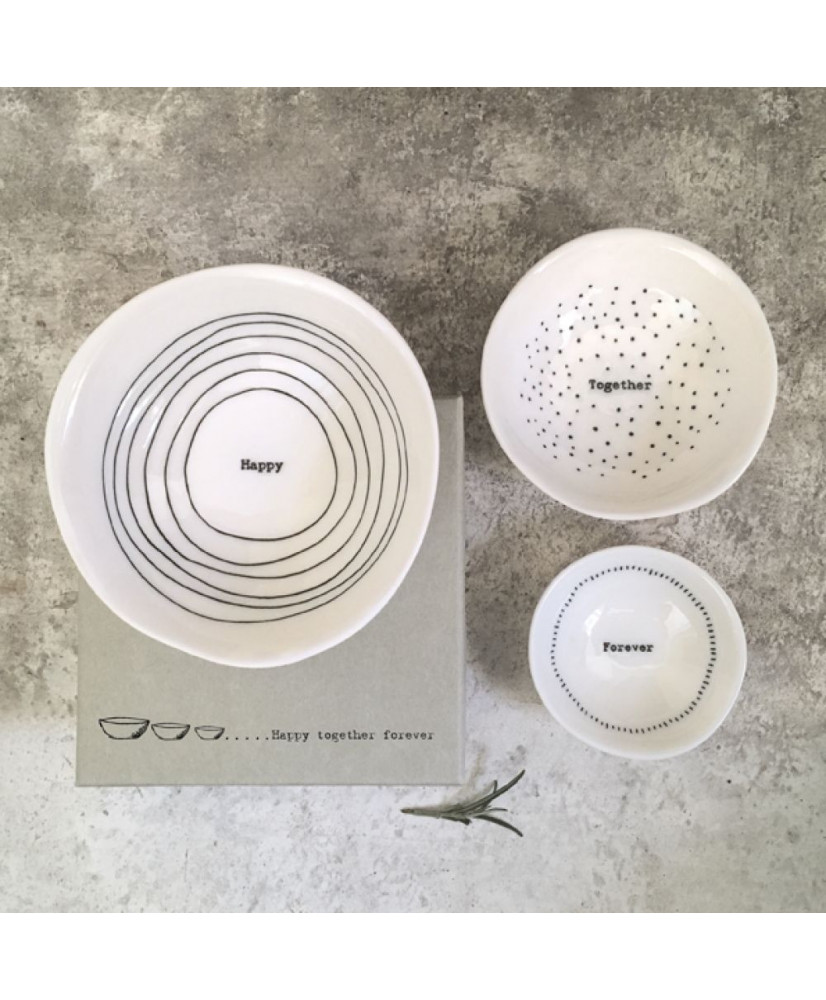Μπολ Πορσελάνης Σετ 3τμχ Happy together forever 11εκ.