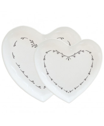 Πιάτια Από Πορσελάνινες Καρδιές Σετ 2τμχ σε κουτί