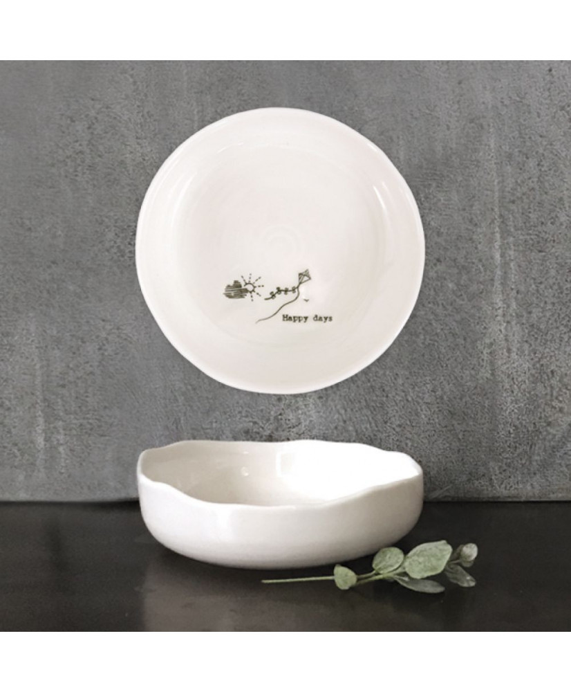 Πιατάκι Από Λευκή Πορσελάνη Happy Days 10 εκ.