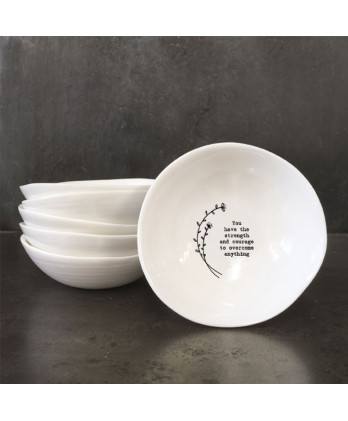 Μπολ Από Λευκή Πορσελάνη Μεσαίο Strength & courage 10 εκ.