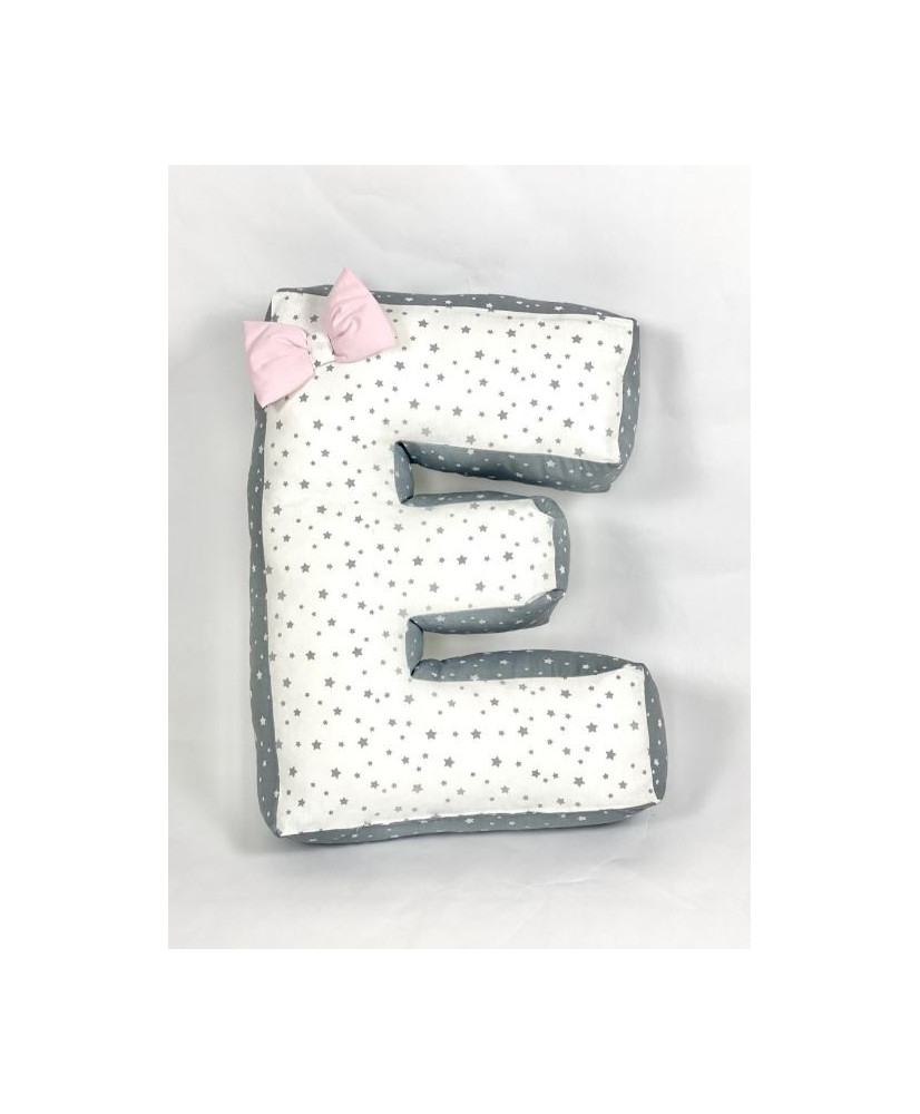 Παιδικά Διακοσμητικά Μαξιλάρια Μονόγραμμα Γκρι - Λευκό Με αστεράκια