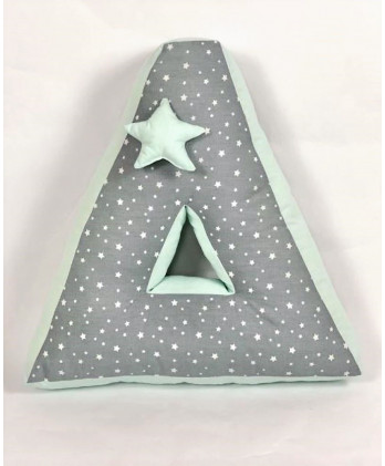 Παιδικά Διακοσμητικά Μαξιλάρια Μονόγραμμα Βεραμάν – Γκρι Με Αστεράκια