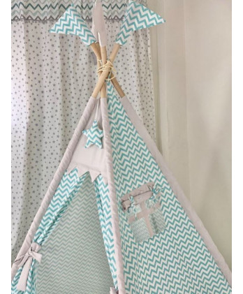 Παιδική Σκηνή - Teepee Tent Aqua Chevron