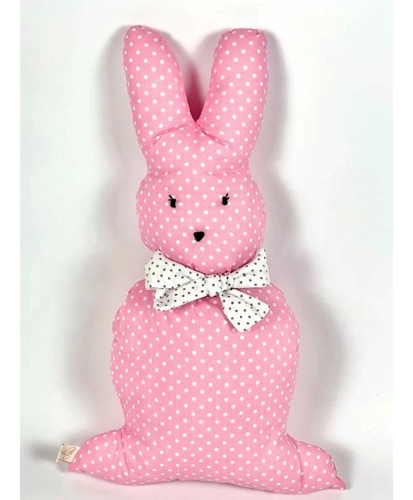 Παιδικό Διακοσμητικό Μαξιλάρι Κουνελάκι Ροζ Με Λευκή Κορδέλα
