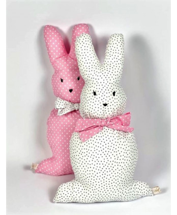 Παιδικό Διακοσμητικό Μαξιλάρι Κουνελάκι Ροζ Με Λευκή Κορδέλα