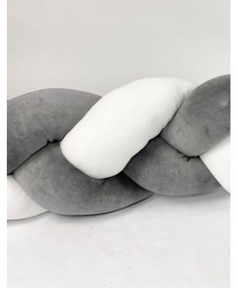 Πάντα Πλεξούδα Βελουτέ White – Grey