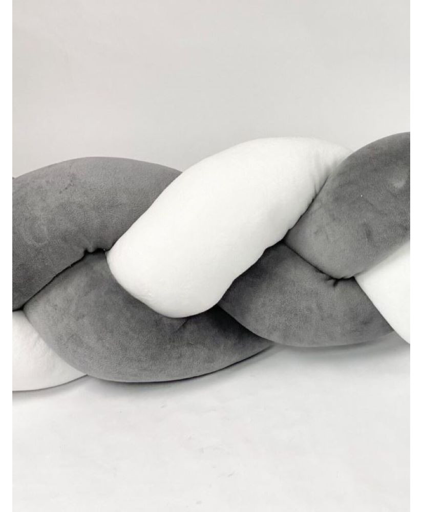 Πάντα Πλεξούδα Βελουτέ White – Grey