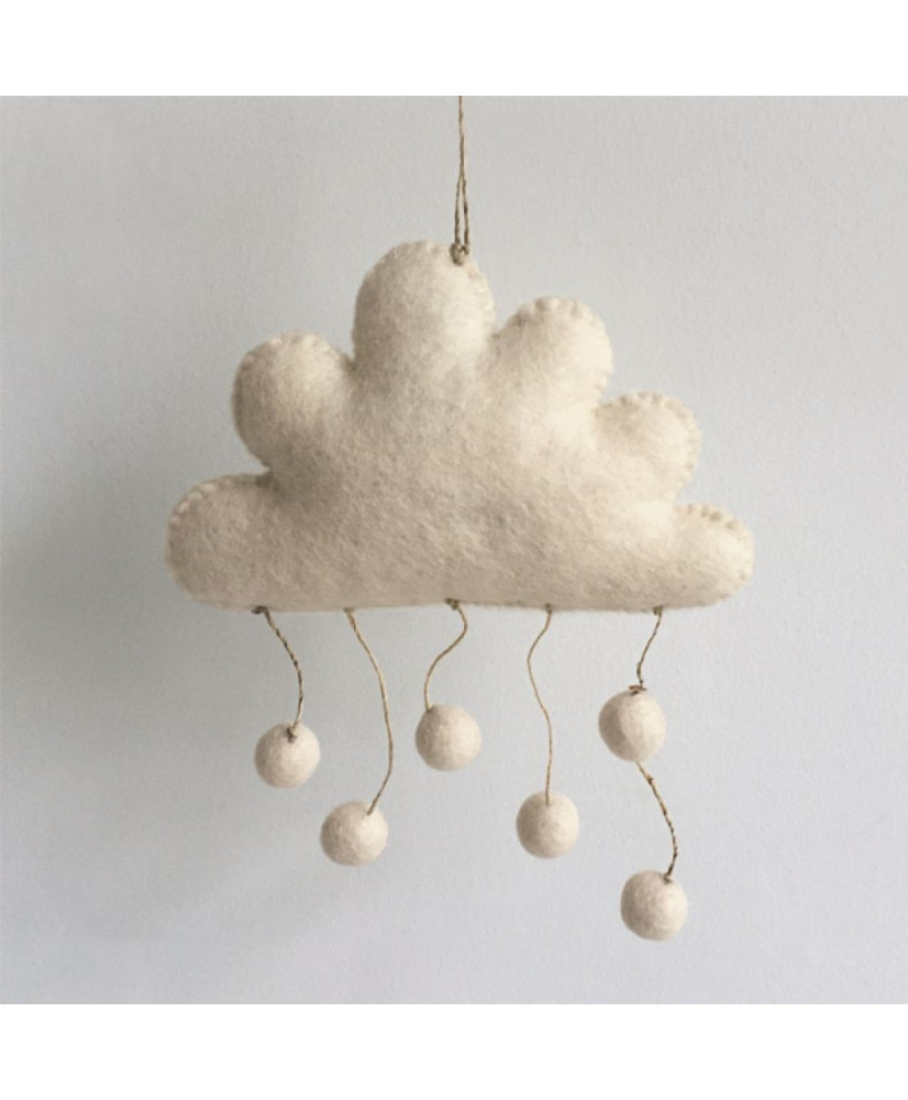 Κρεμαστό Στολίδι Σύννεφο Κρεμ Φέλτ 15εκ