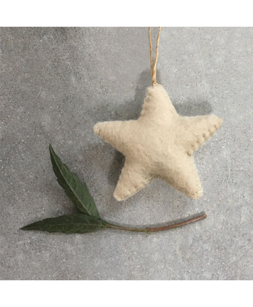 Κρεμαστό Στολίδι Αστέρι Κρεμ Φέλτ 7εκ
