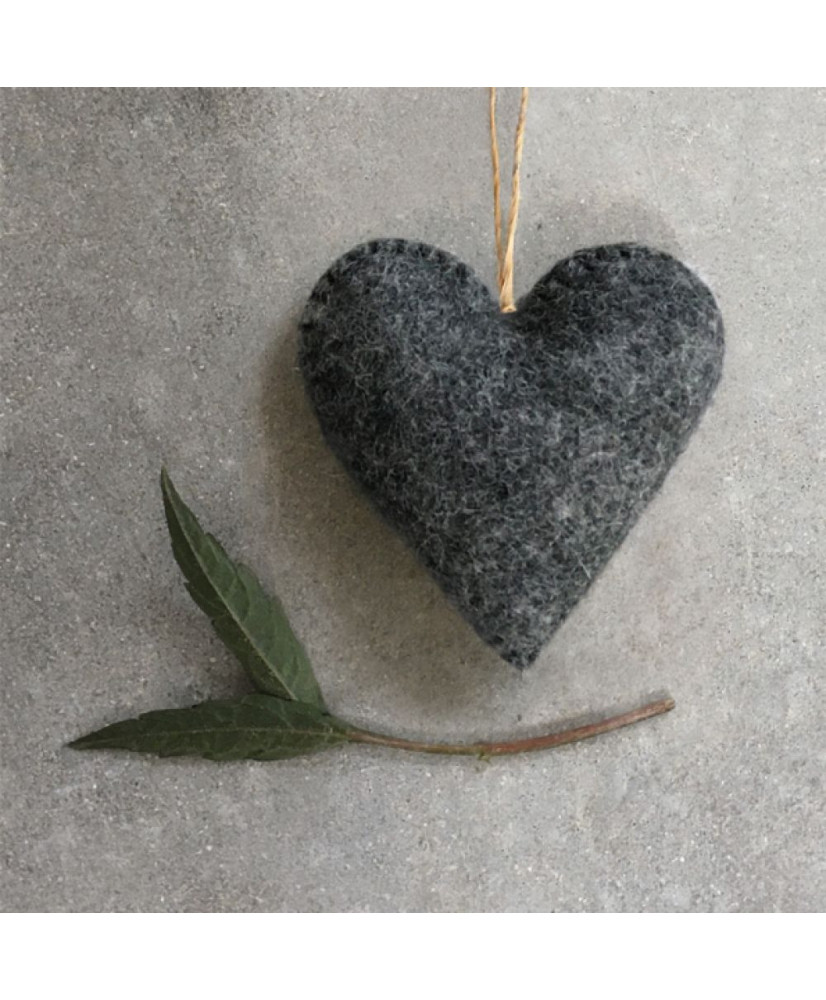 Κρεμαστή Καρδιά Ανθρακί Φέλτ 8εκ