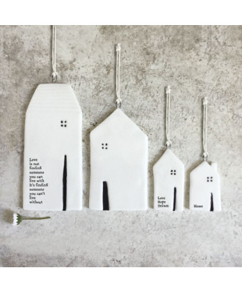 Κρεμαστό Σπίτι Απο Πορσελάνη Μικρό Home Mε Kαμινάδα 4εκ