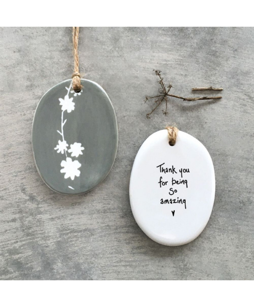 Στολίδι Sgraffito Από Πορσελάνη Thank You 7x5,5εκ