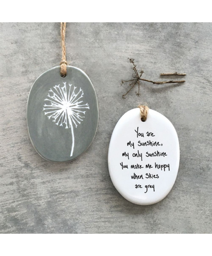 Στολίδι Sgraffito Από Πορσελάνη You Are My Sunshine 7x5,5εκ