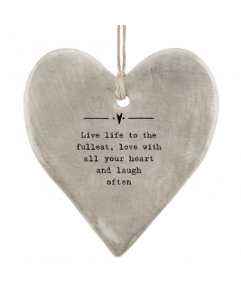 Κρεμαστή Καρδιά Ρουστίκ Από Πορσελάνη Live Life To The Fullest