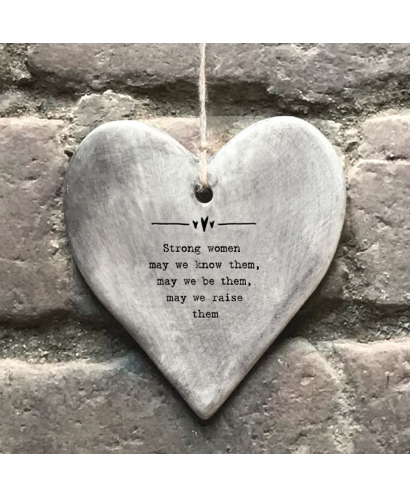 Κρεμαστή Καρδιά Ρουστίκ Από Πορσελάνη Strong Women