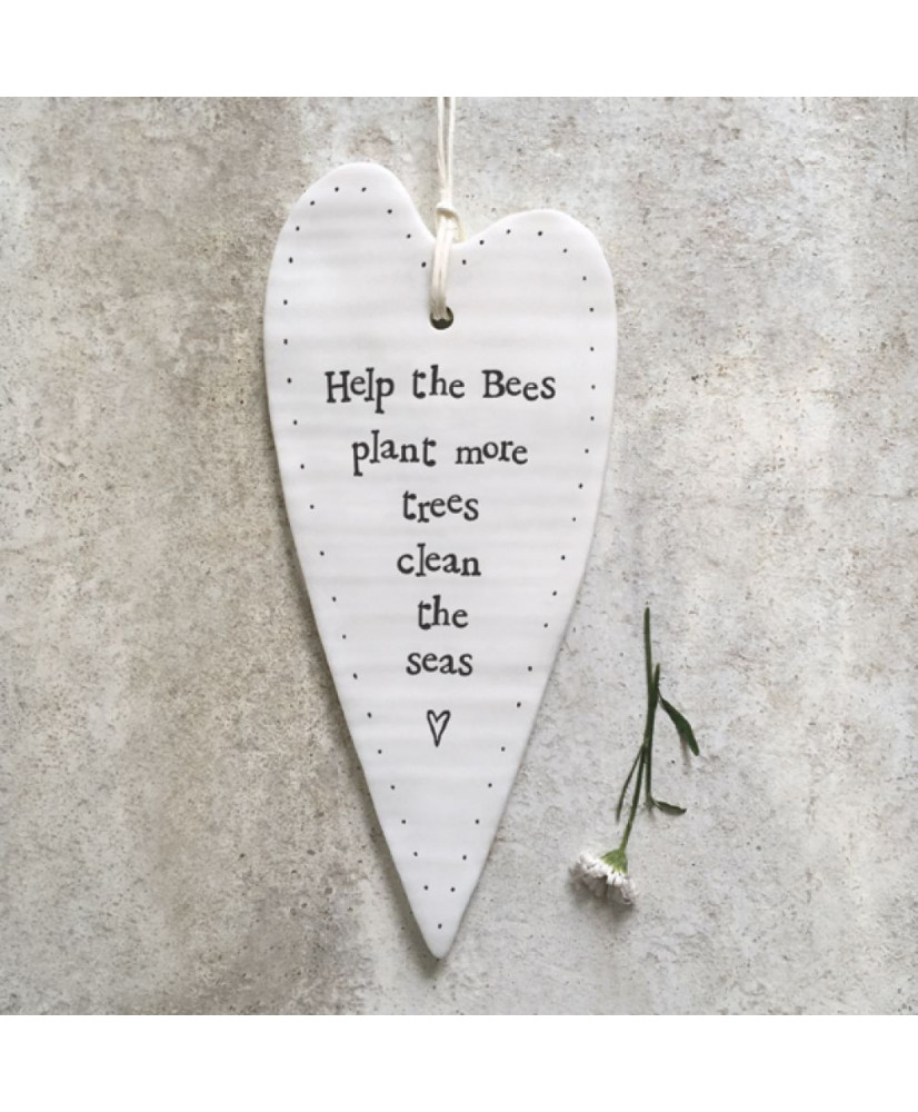 Κρεμαστή Καρδιά Μακριά Από Πορσελάνη Help More Bees