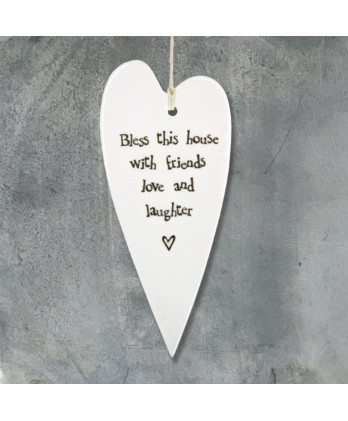 Κρεμαστή Καρδιά Από Πορσελάνη Bless