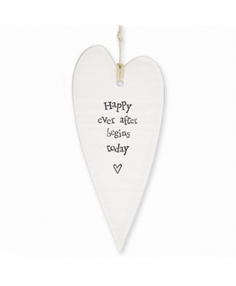 Κρεμαστή Καρδιά Από Πορσελάνη Happy