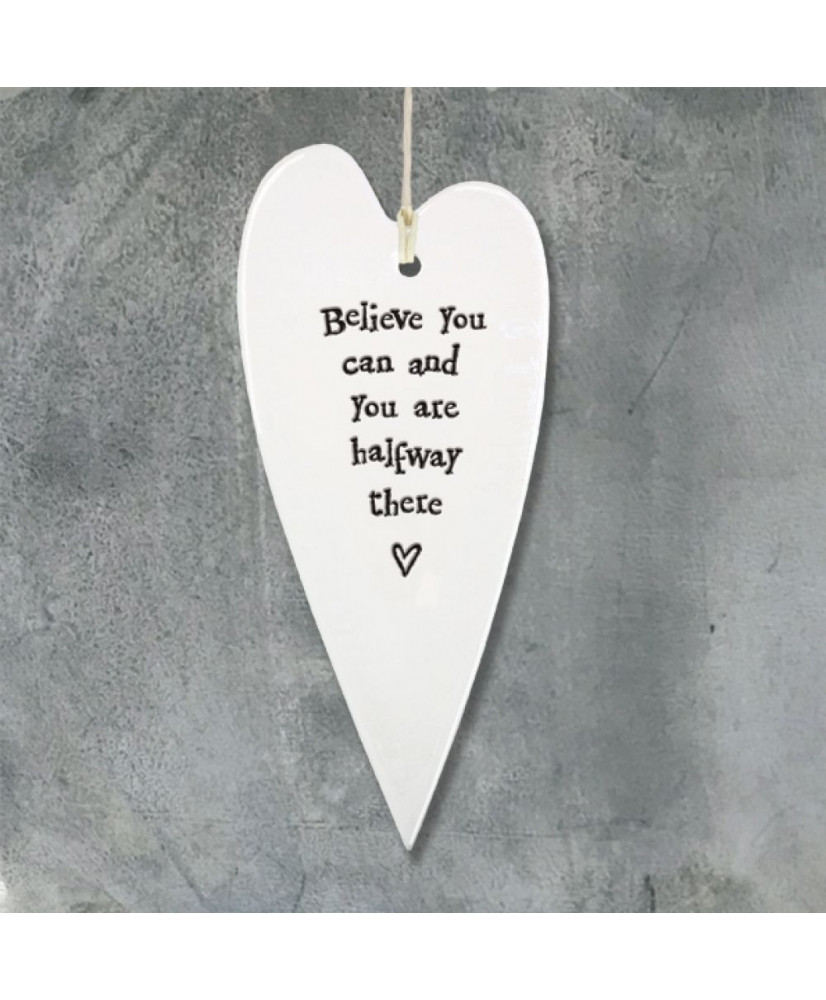 Κρεμαστή Καρδιά Μακριά Από Πορσελάνη Believe