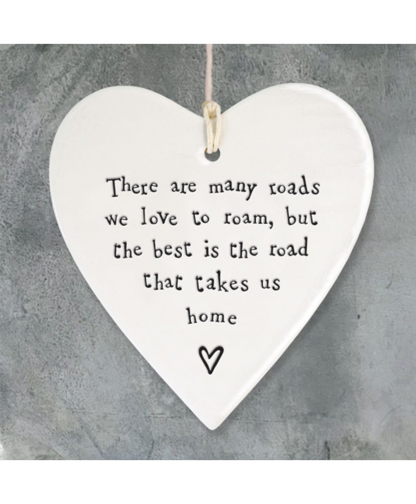 Κρεμαστή Καρδιά Στρογγυλή Από Πορσελάνη There Are Many Roads