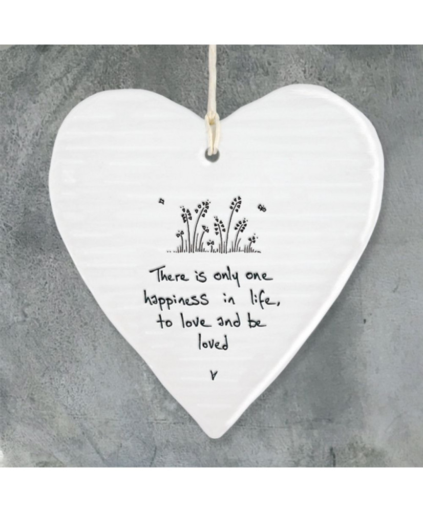 Κρεμαστή Καρδιά Στρογγυλή Από Πορσελάνη There Is One Happiness