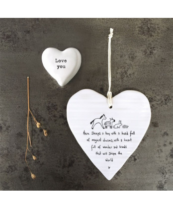 Κρεμαστή Καρδιά Στρογγυλή Από Πορσελάνη Boy Here Sleeps