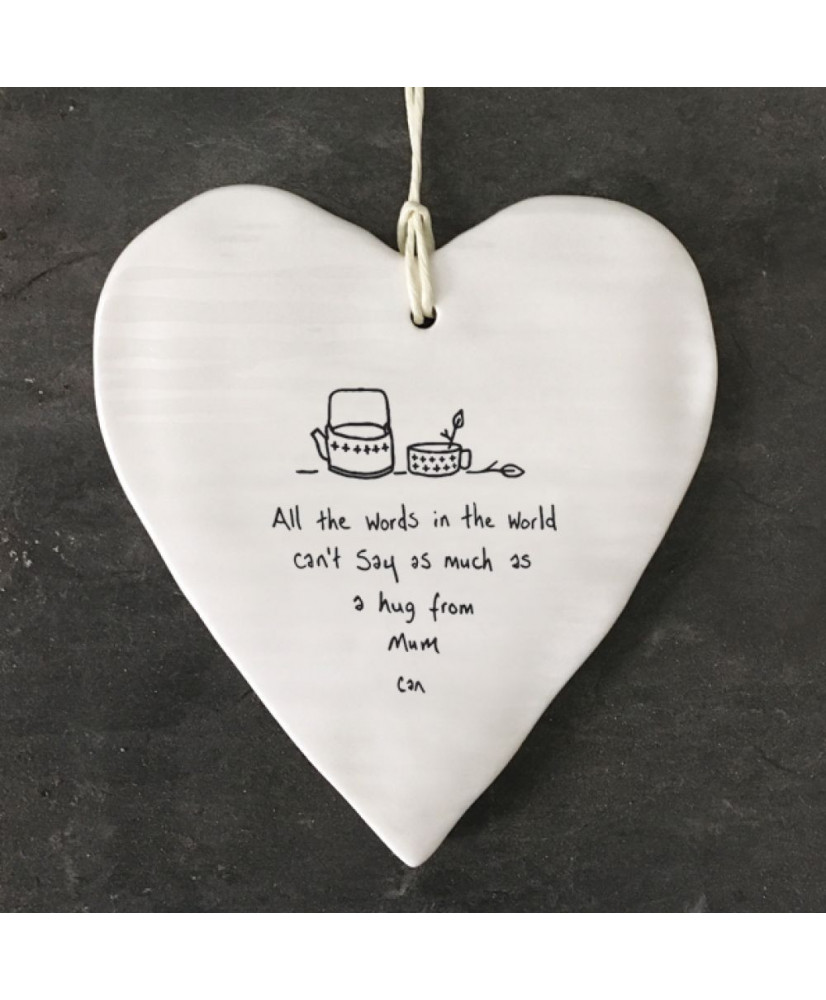Κρεμαστή Καρδιά Στρογγυλή Από Πορσελάνη Hug From Mum
