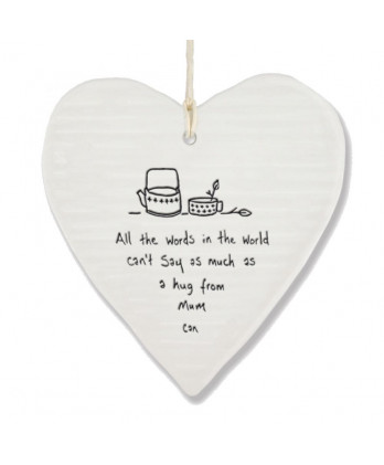 Κρεμαστή Καρδιά Στρογγυλή Από Πορσελάνη Hug From Mum
