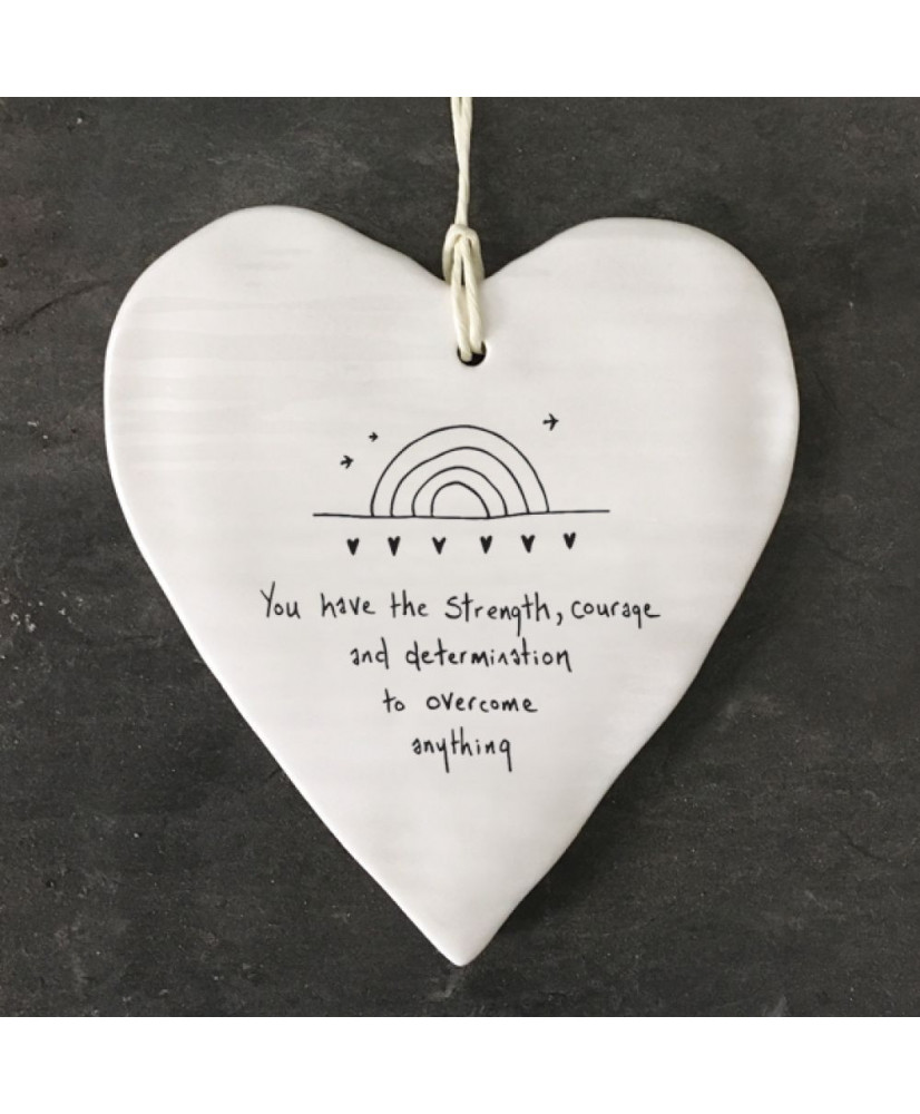 Κρεμαστή Καρδιά Στρογγυλή Από Πορσελάνη You Have Strength, Courage