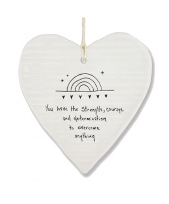 Κρεμαστή Καρδιά Στρογγυλή Από Πορσελάνη You Have Strength, Courage