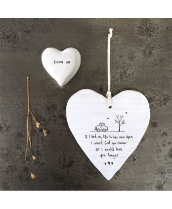 Κρεμαστή Καρδιά Στρογγυλή Από Πορσελάνη If I Had My Life Over Again