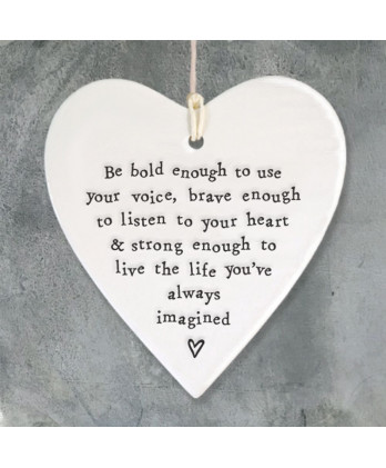 Κρεμαστή Καρδιά Στρογγυλή Από Πορσελάνη Be bold enoug