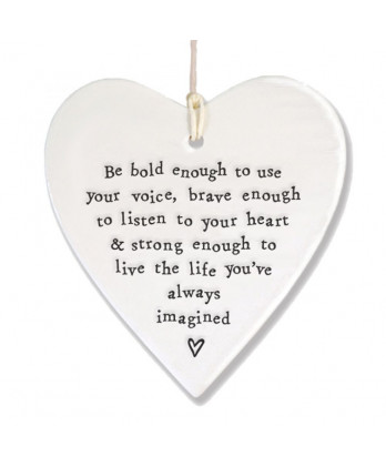 Κρεμαστή Καρδιά Στρογγυλή Από Πορσελάνη Be bold enoug