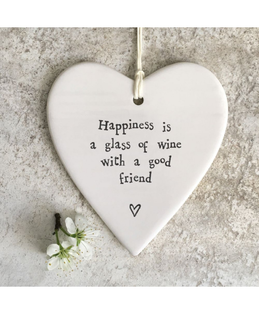 Κρεμαστή Καρδιά Από Πορσελάνη Happiness Is A Glass